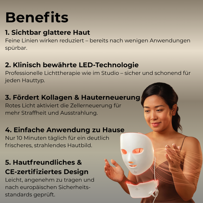 BioLight LED-Maske – Für glatte, straffe Haut – Gesicht und Hals