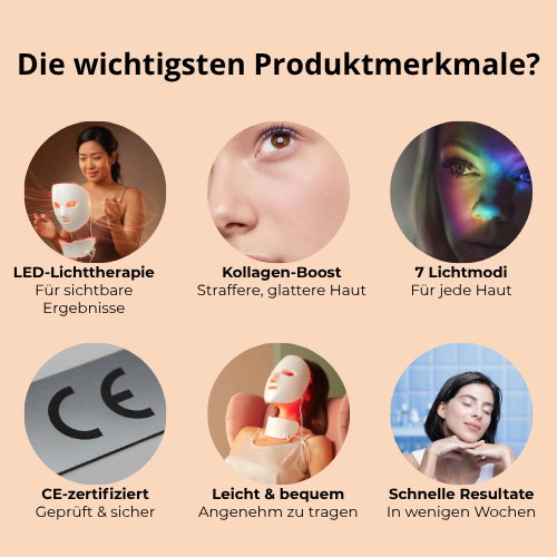 BioLight LED-Maske – Für glatte, straffe Haut – Gesicht und Hals