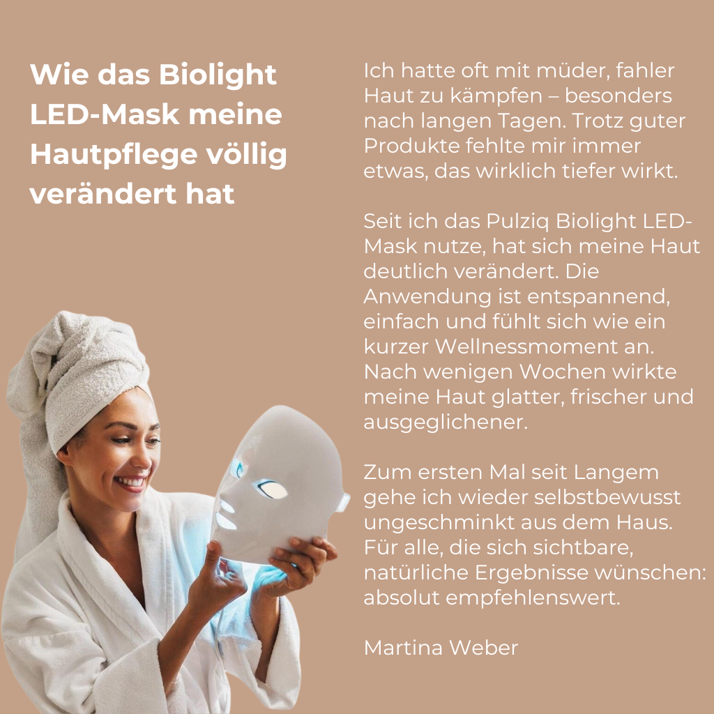 BioLight LED-Maske – Für glatte, straffe Haut – Gesicht und Hals